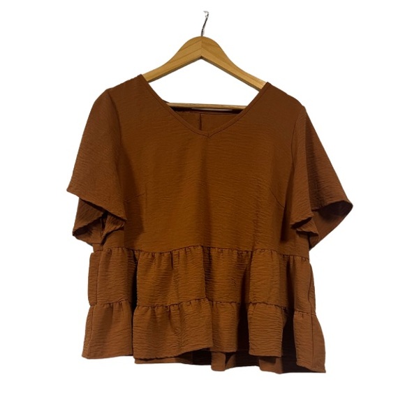 SHEIN Tops - SHEIN Rust Tiered Blouse